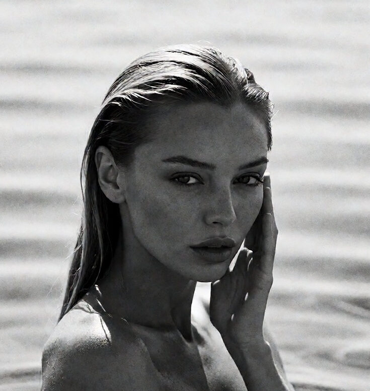 FJ, model at Marble Model Scout, black and white portrait